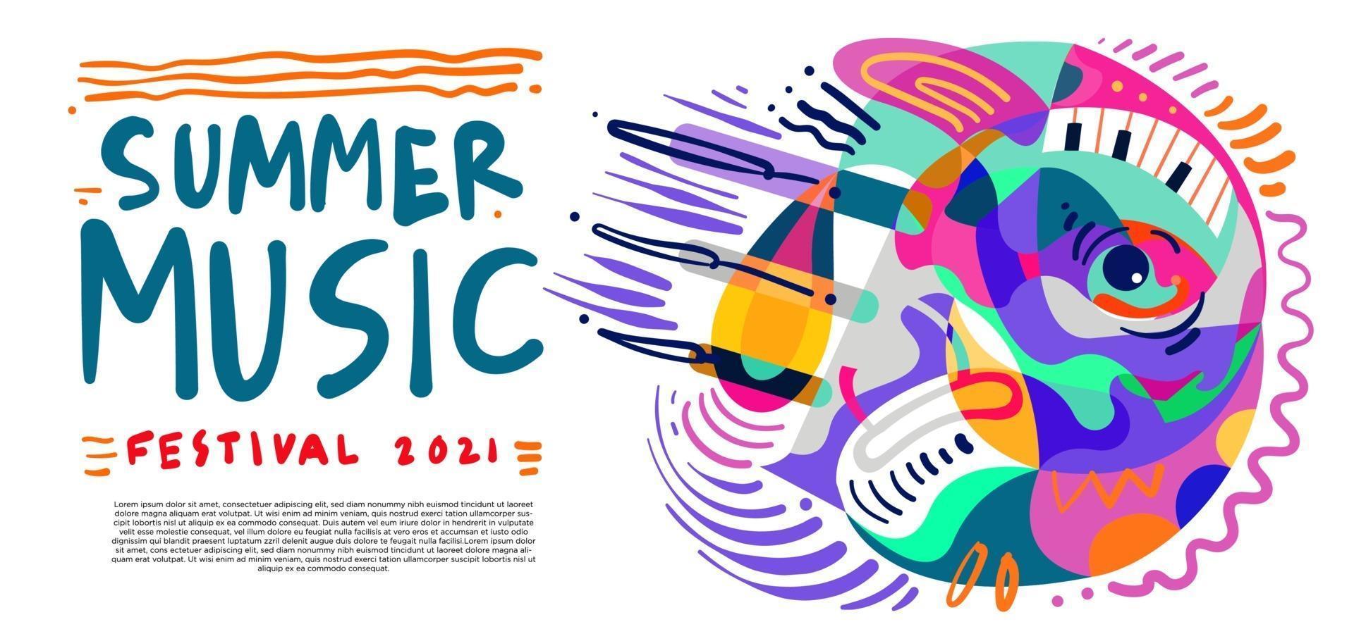 ilustración vectorial banner colorido festival de música de verano vector