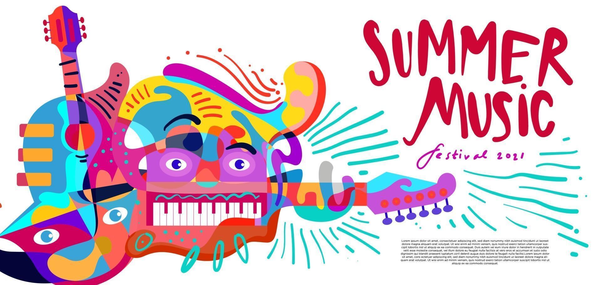 ilustración vectorial banner colorido festival de música de verano vector