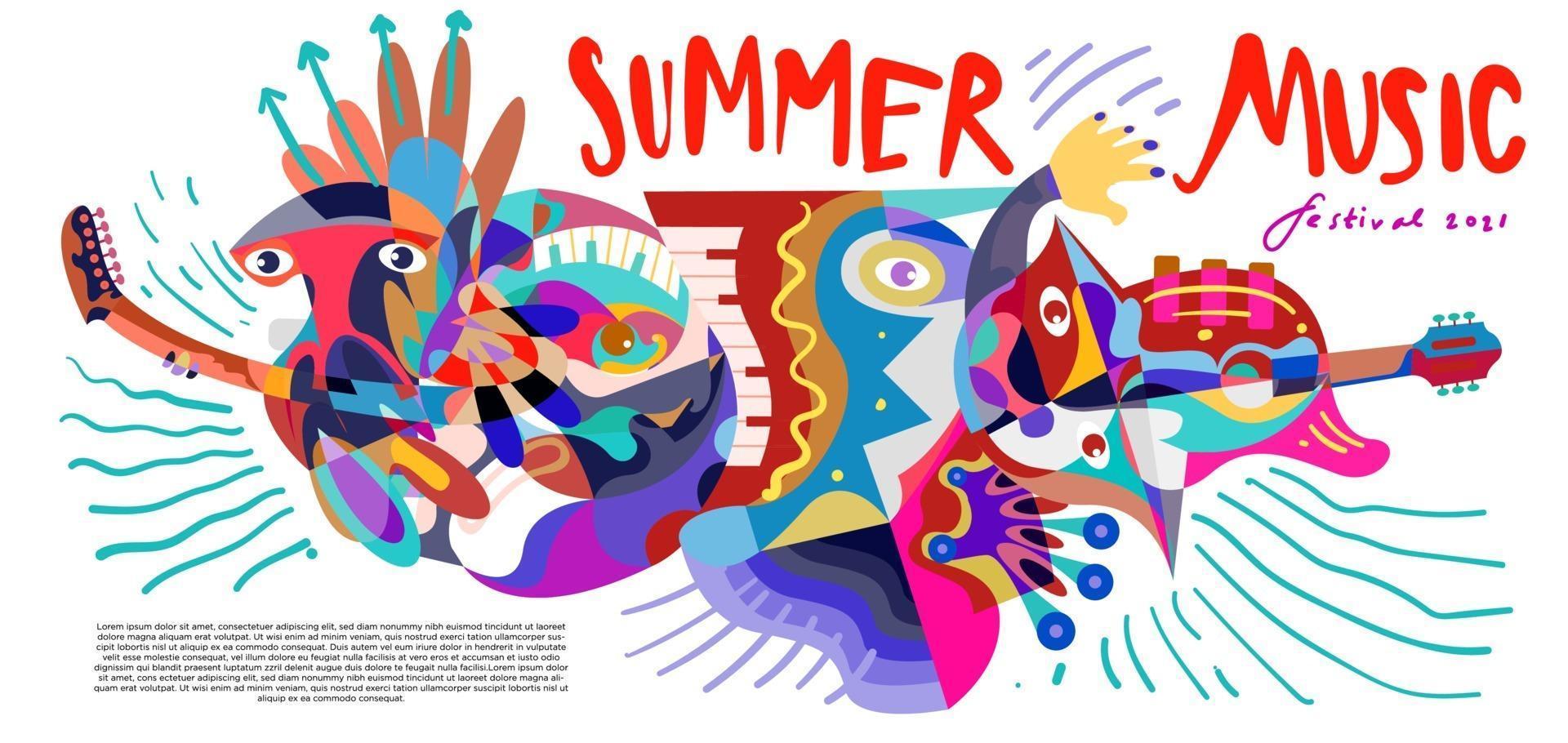 ilustración vectorial banner colorido festival de música de verano vector