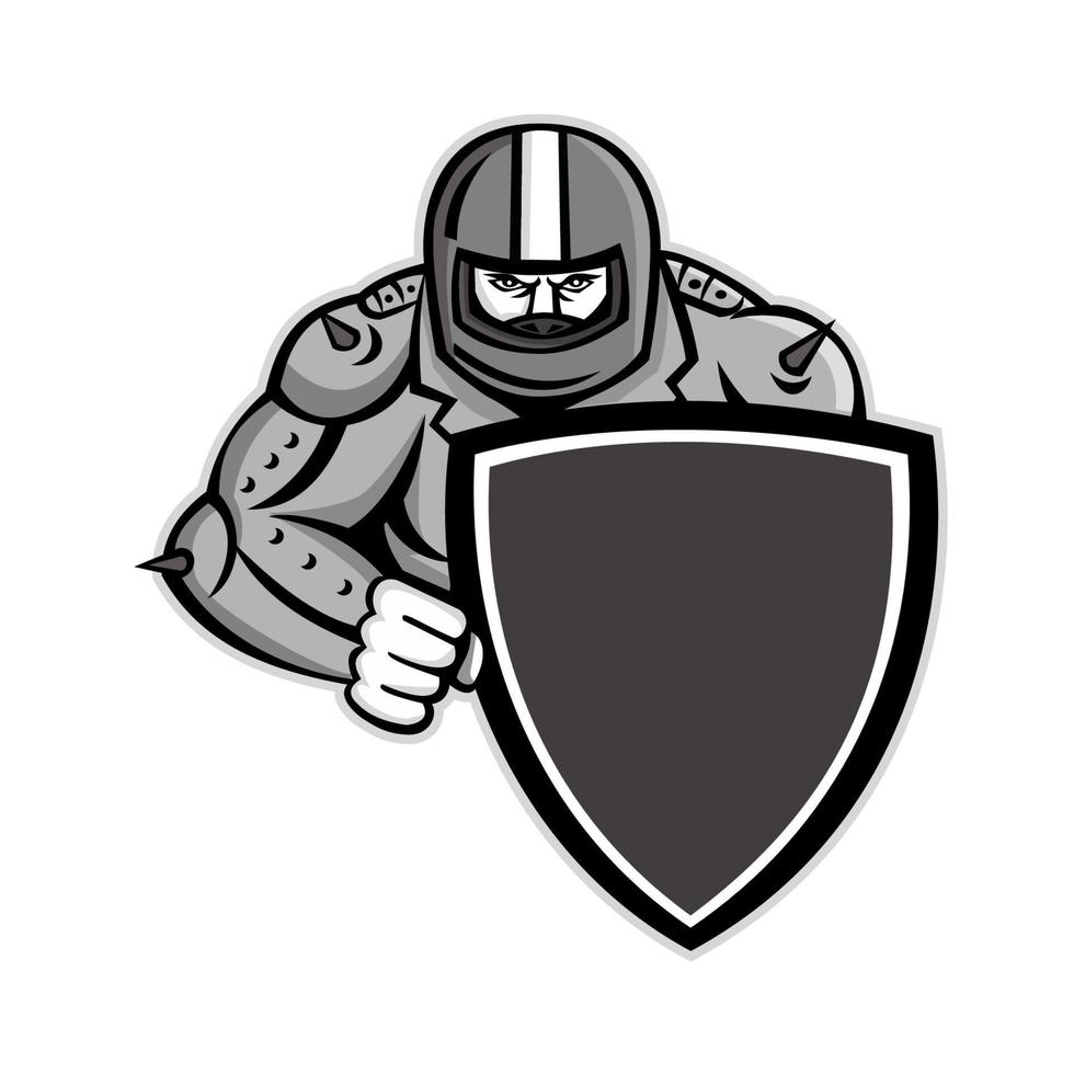 biker holding shield mascot vector