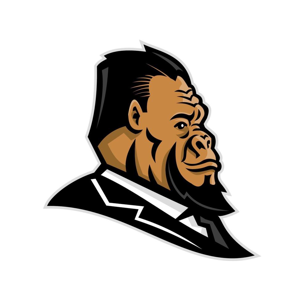 gorilla wearing tuxedo suit mascot vector