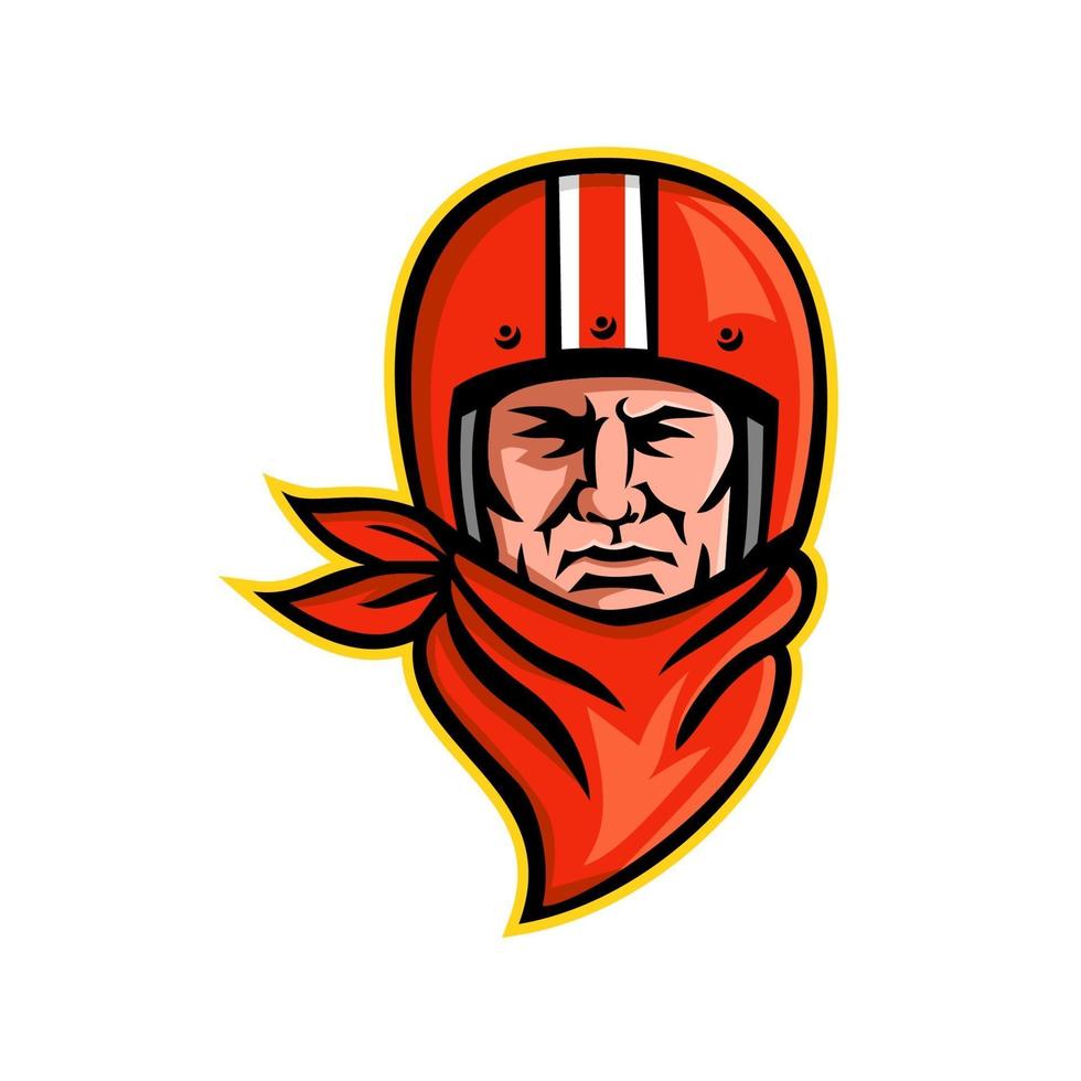 outlaw motorcycle helmet and bandana mascot vector