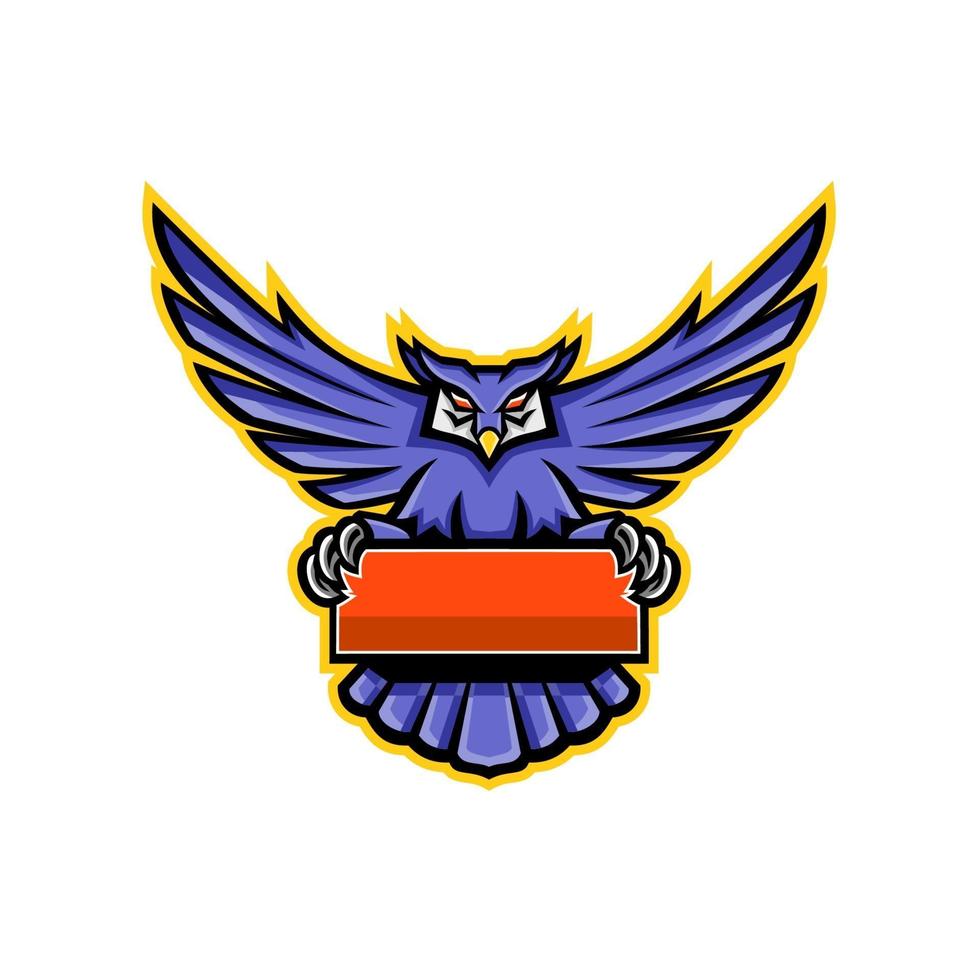 Great Horned Owl Banner Mascot vector