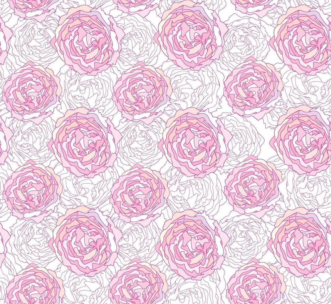 Floral seamless ornamental pattern. Gentle white flower peony flourish texture. Abstract flourish garden bloom background vector