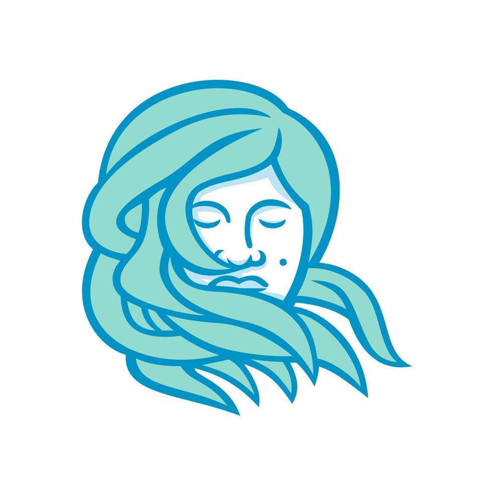 lady with sea hair mascot vector