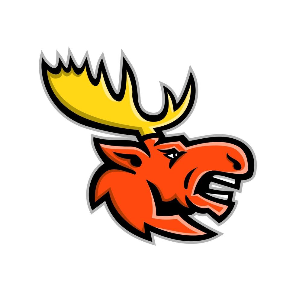 moose angry head side mascot vector