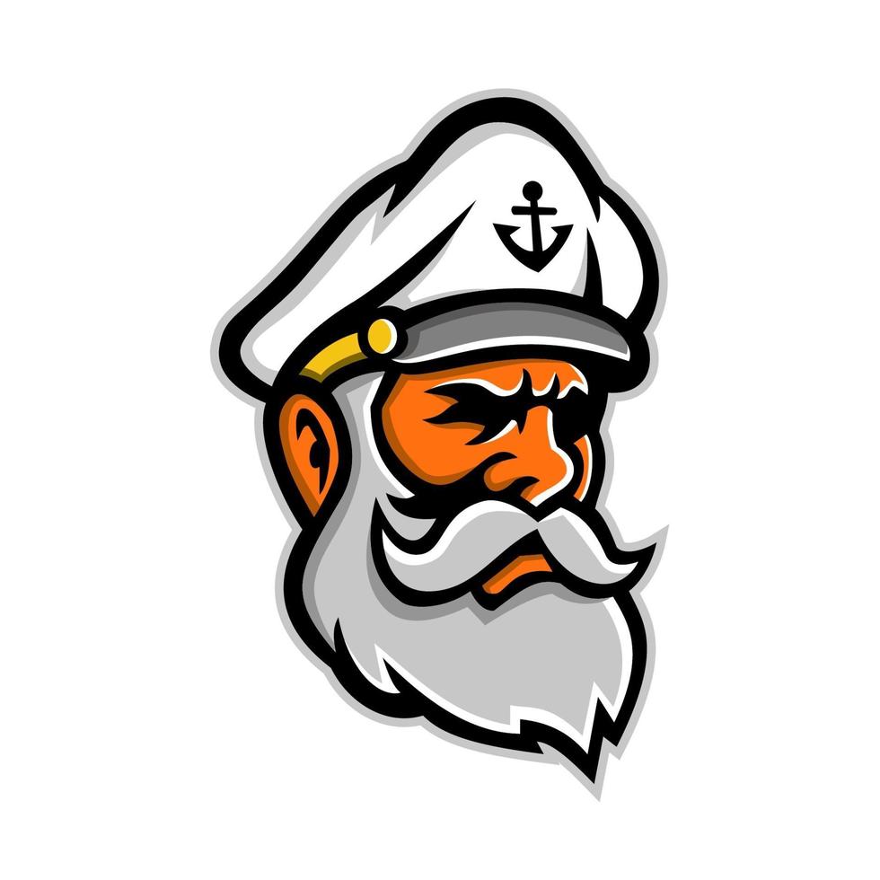 sea captain head side mascot vector