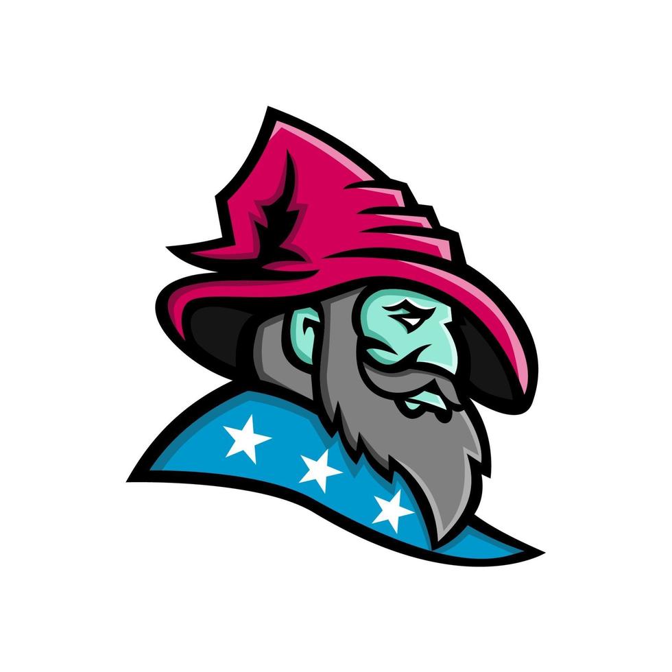 wizard head looking side mascot vector