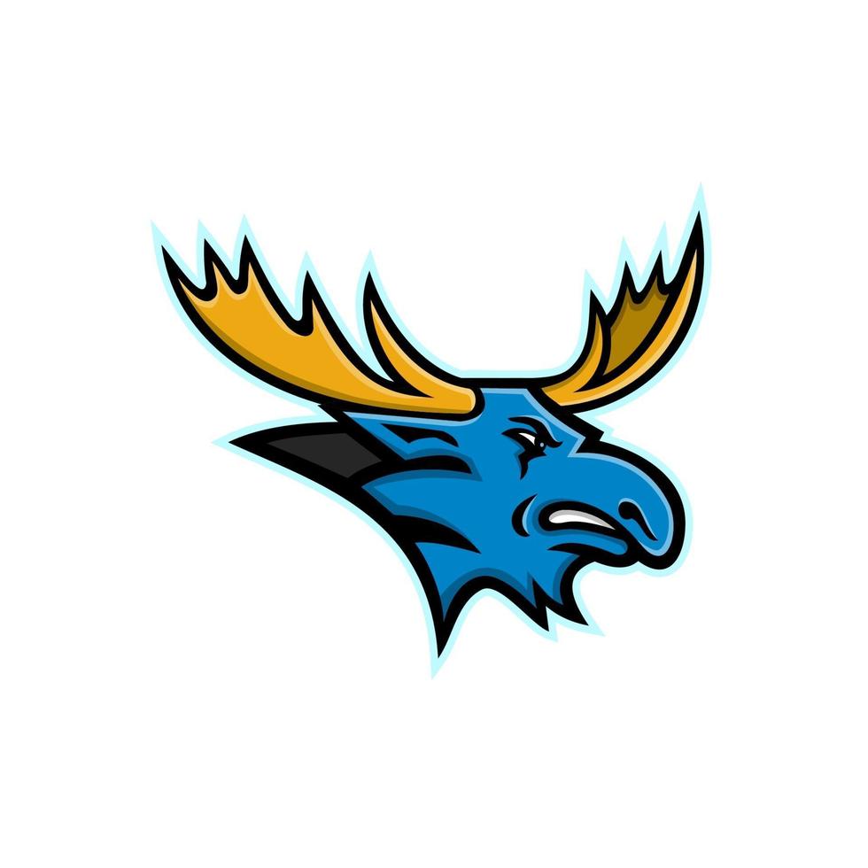 angry bull moose side head mascot vector