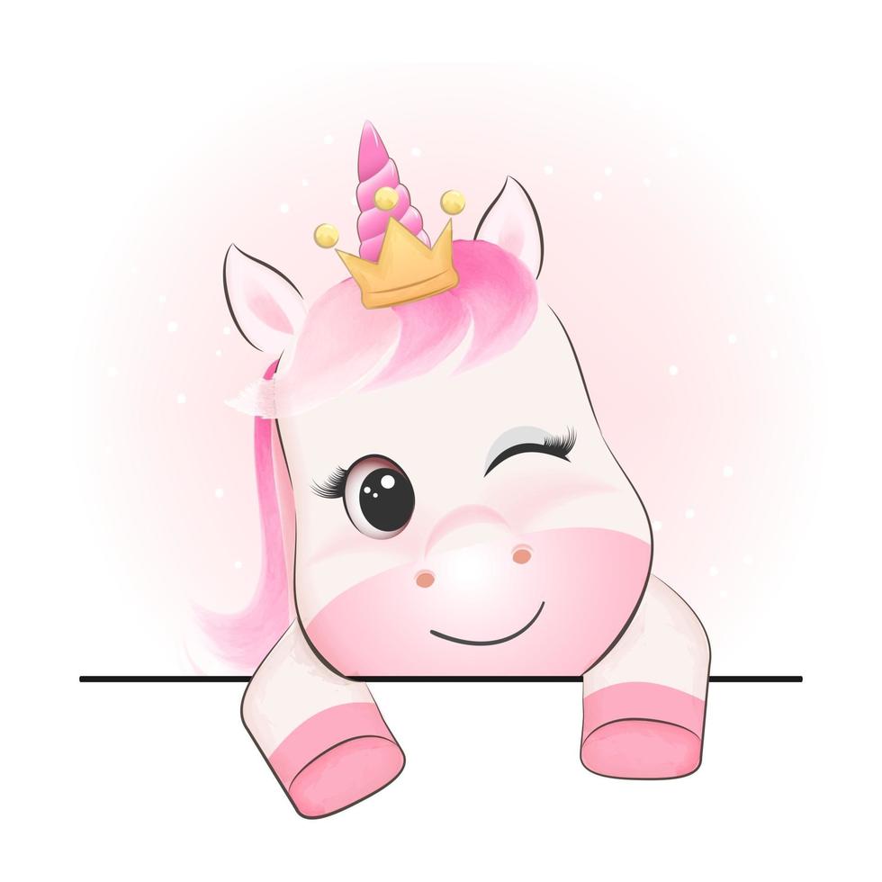 lindo unicornio acuarela ilustración vector