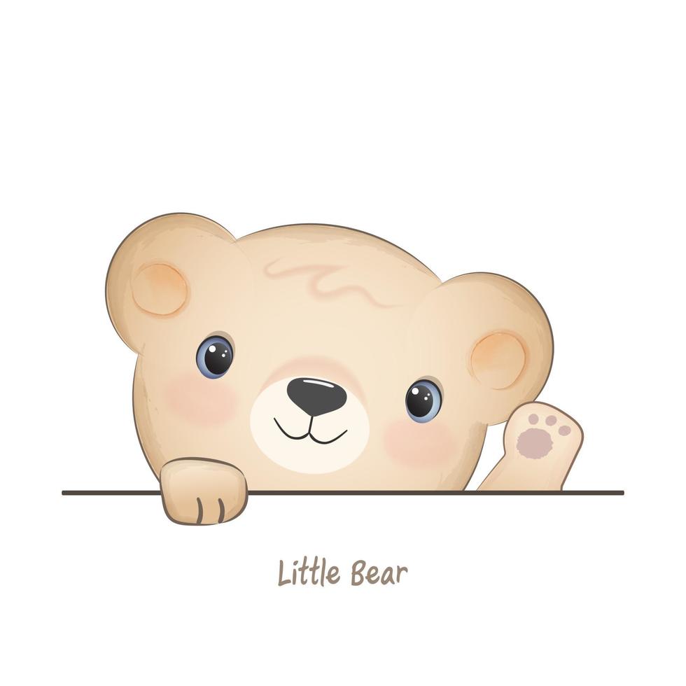 Cute bear waving paw illustration vector