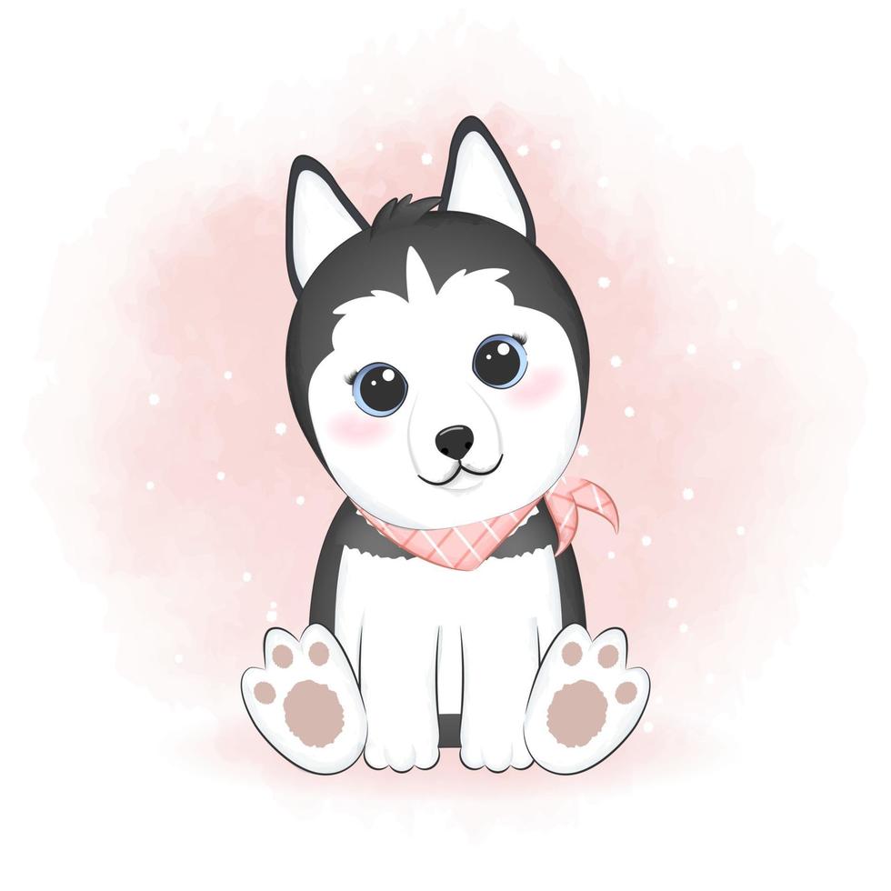 Ilustración de animal de perro husky siberiano vector