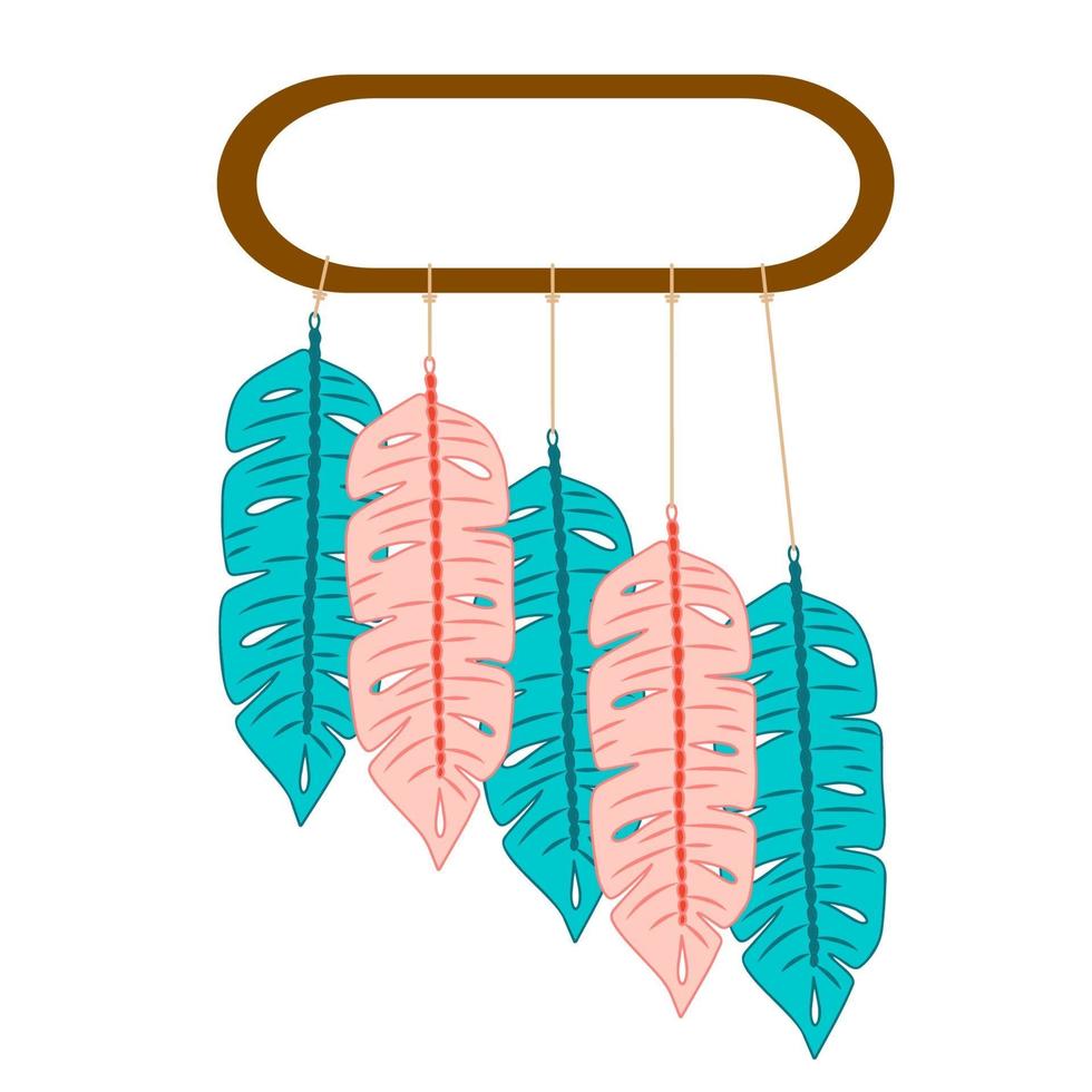 colgante de pared de macramé. decoración de pared de estilo bohemio. decoración de pared boho. vector conjunto de ilustración aislada