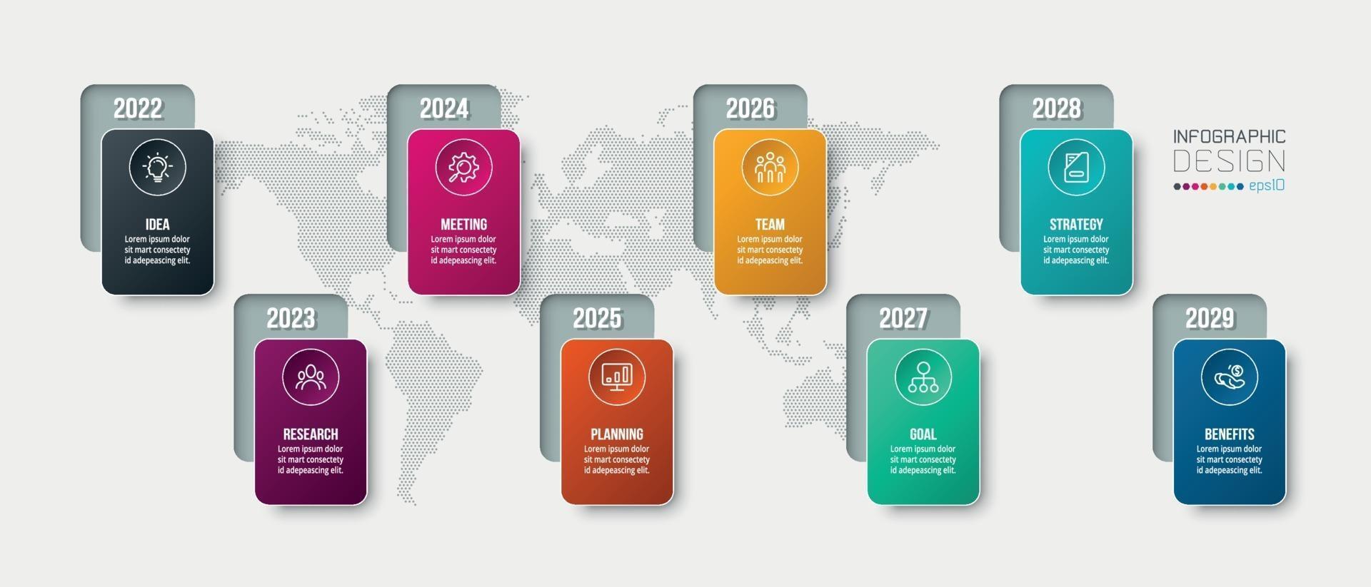 Business concept infographic template with yearly option. vector