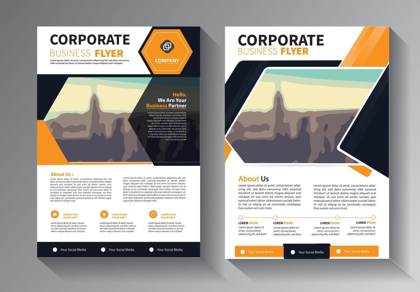 Brochure design, cover modern layout set vector