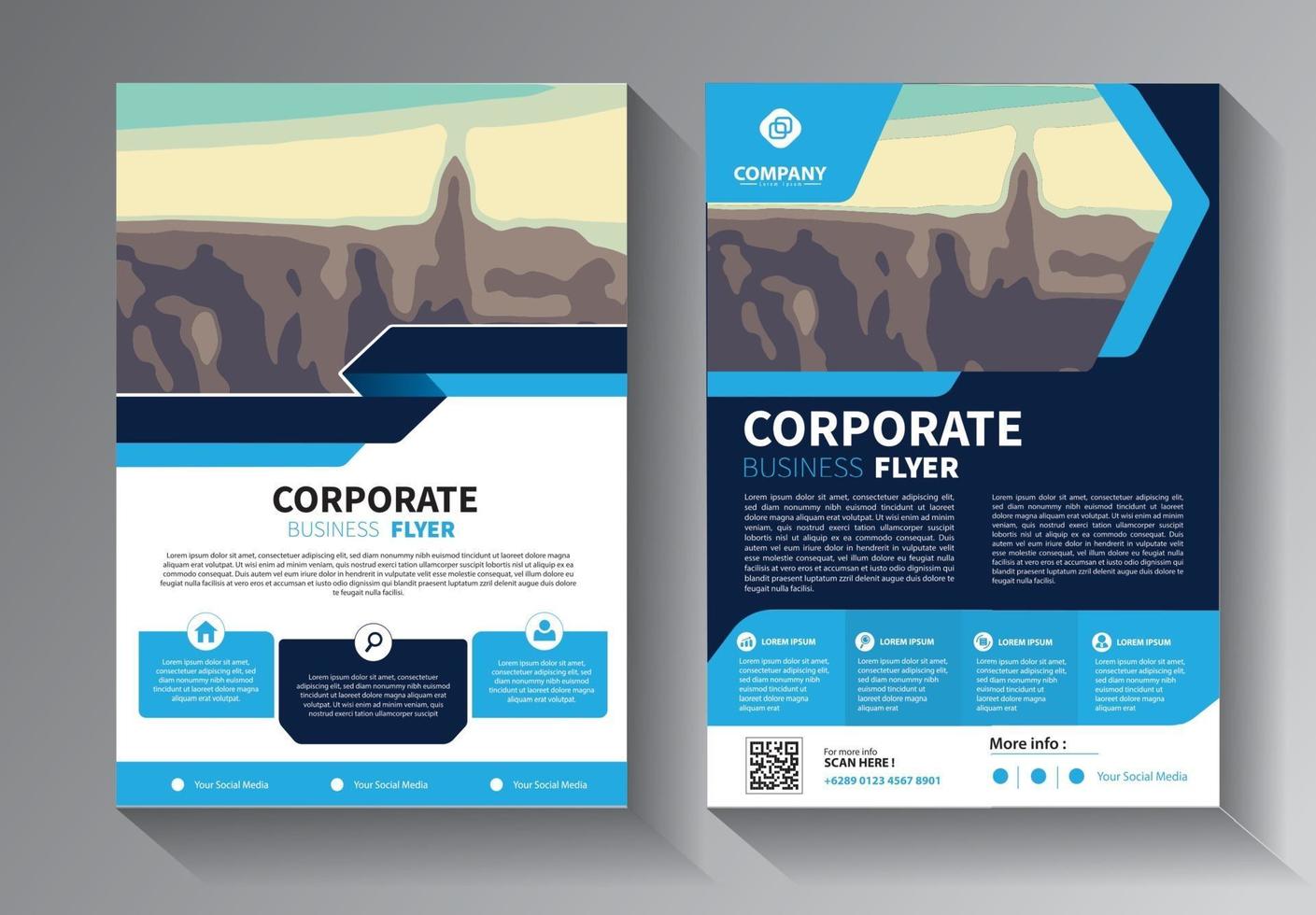 blue flyer business template set vector