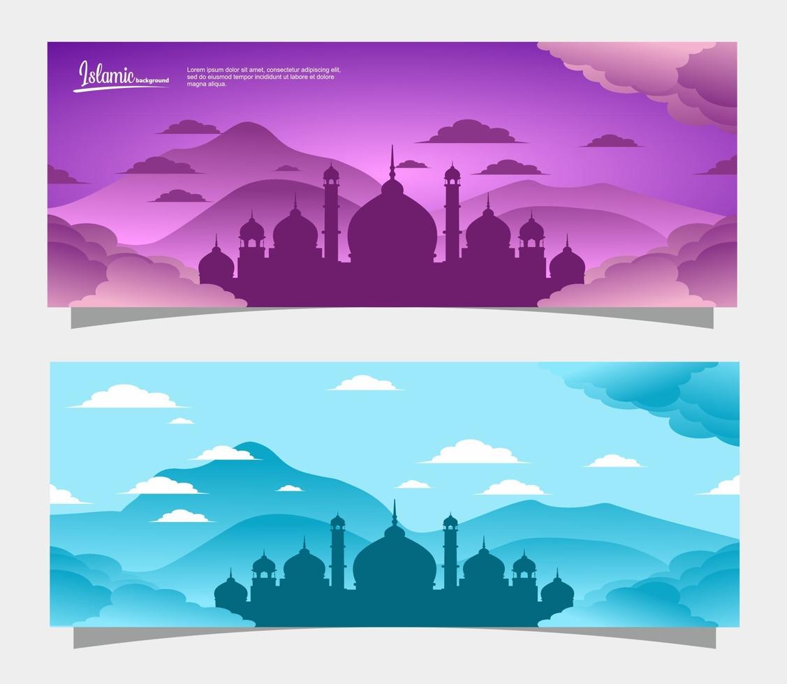 Islamic background with mosque. Islamic banners. vector