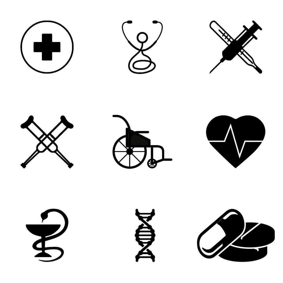 Medical Icons Set Number 2. Heart, emergency care, disability pharmacy etc vector