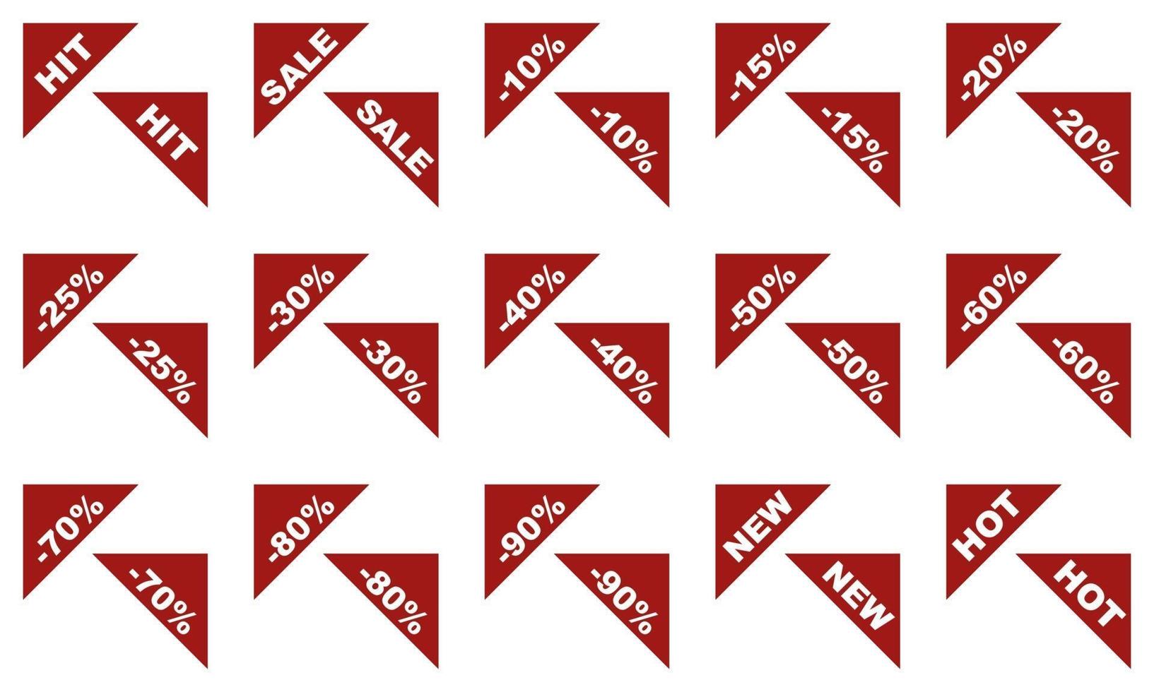Flat isolated corner labels set for sales. Use with goods cards. vector