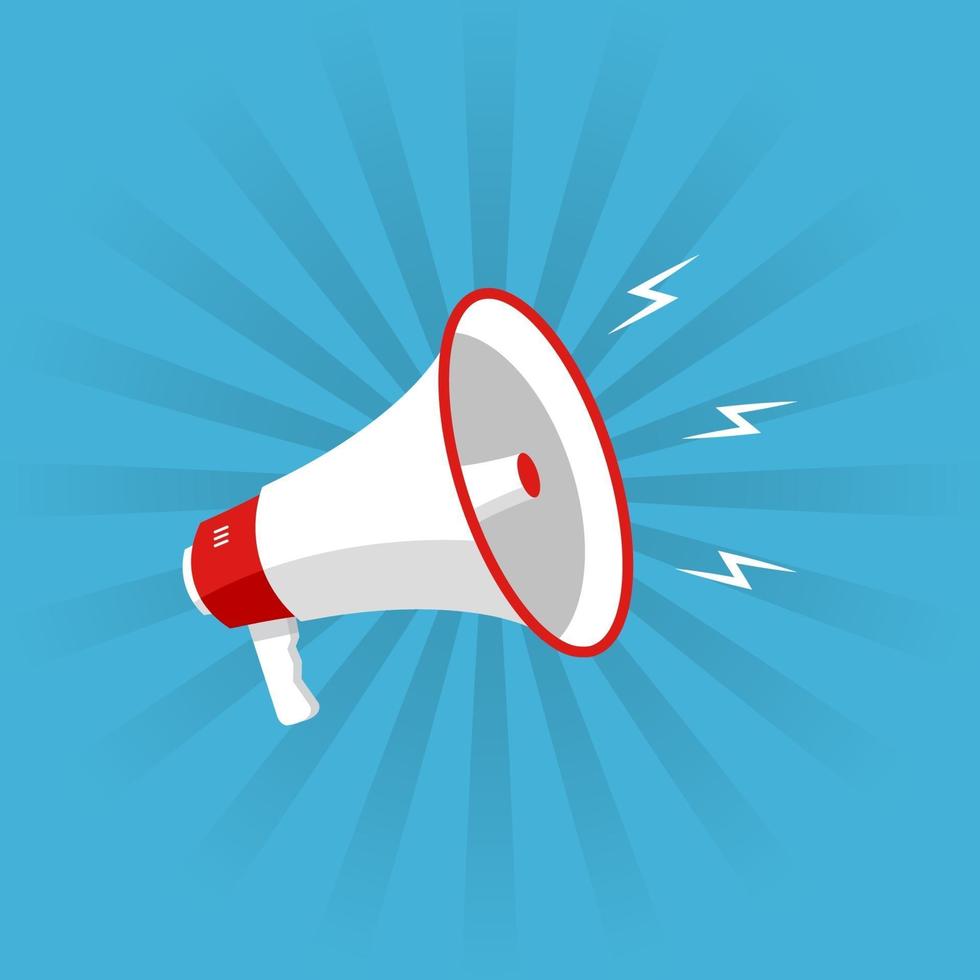 Megaphone with blue background flat illustration vector