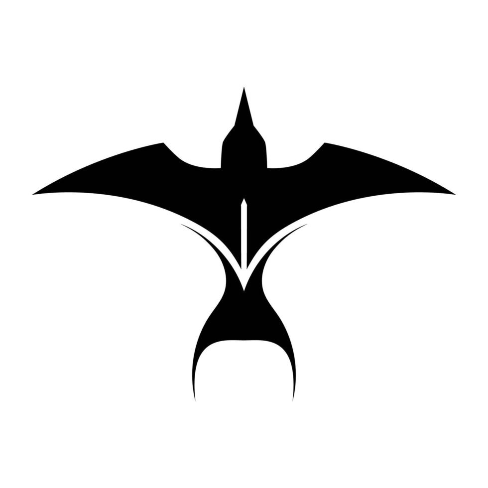 Black Silhouette Vector illustration on a white background of a Flying Swallow. Suitable for making logo.