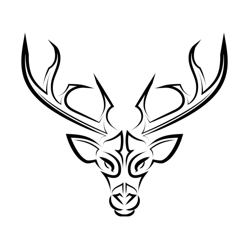 arte lineal en blanco y negro de cabeza de venado. Buen uso de símbolo, mascota, icono, avatar, tatuaje, diseño de camiseta, logotipo o cualquier diseño que desee. vector