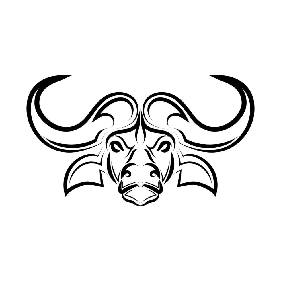 Line art vector of African buffalo head. Suitable for use as decoration or logo.