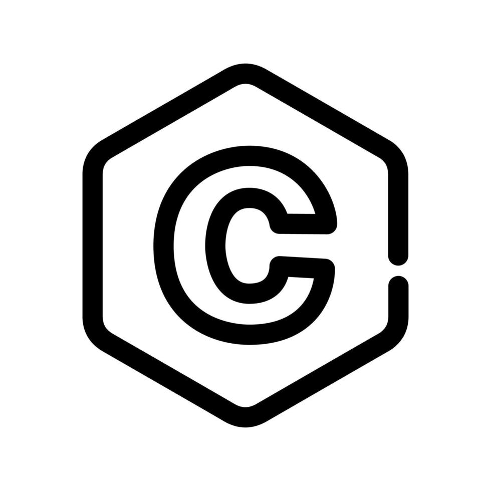 C language icon in outline style vector