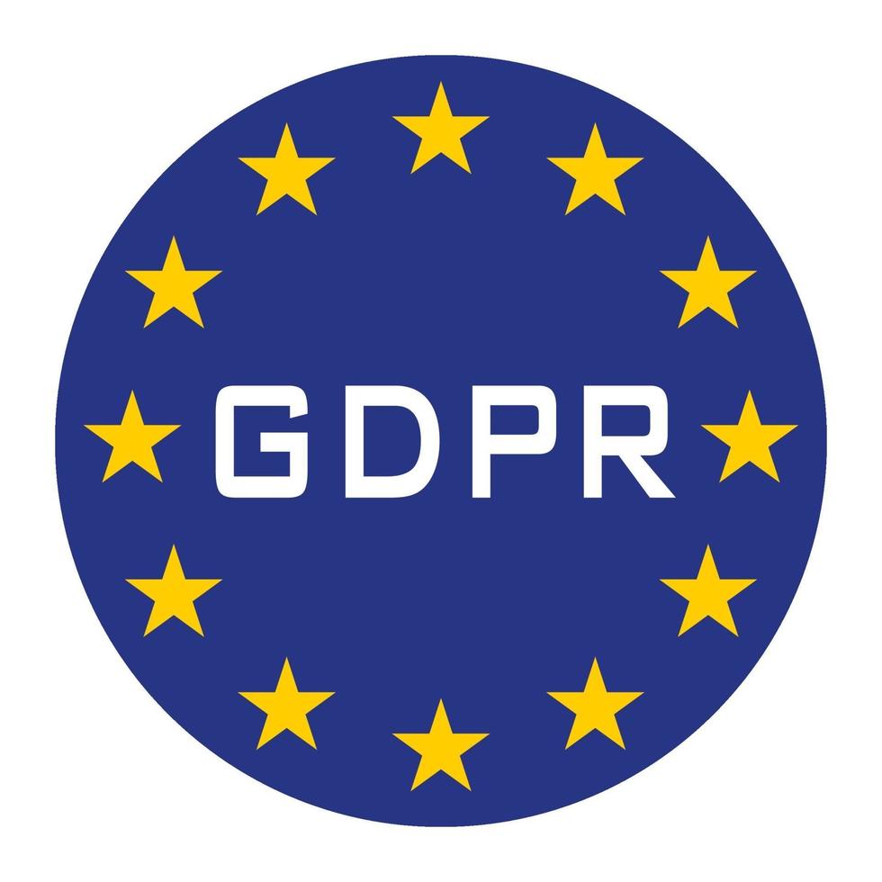GDPR icon for web isolate blue white text vector
