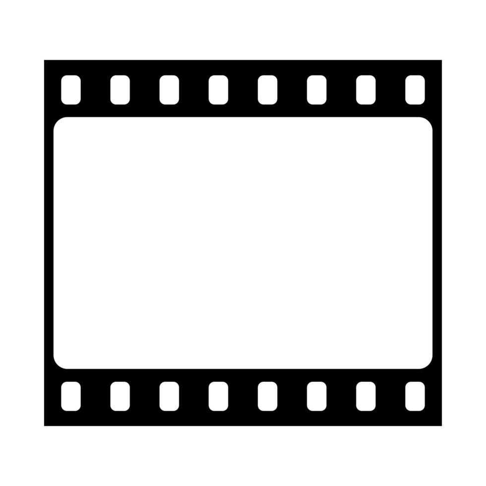 Movie frame vector icon, black and white cimena emblem.