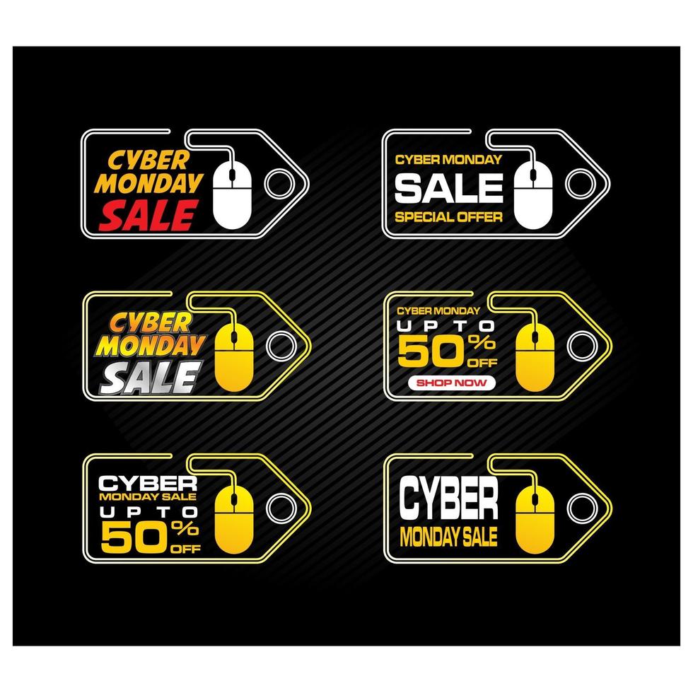 Cyber monday sale set vector