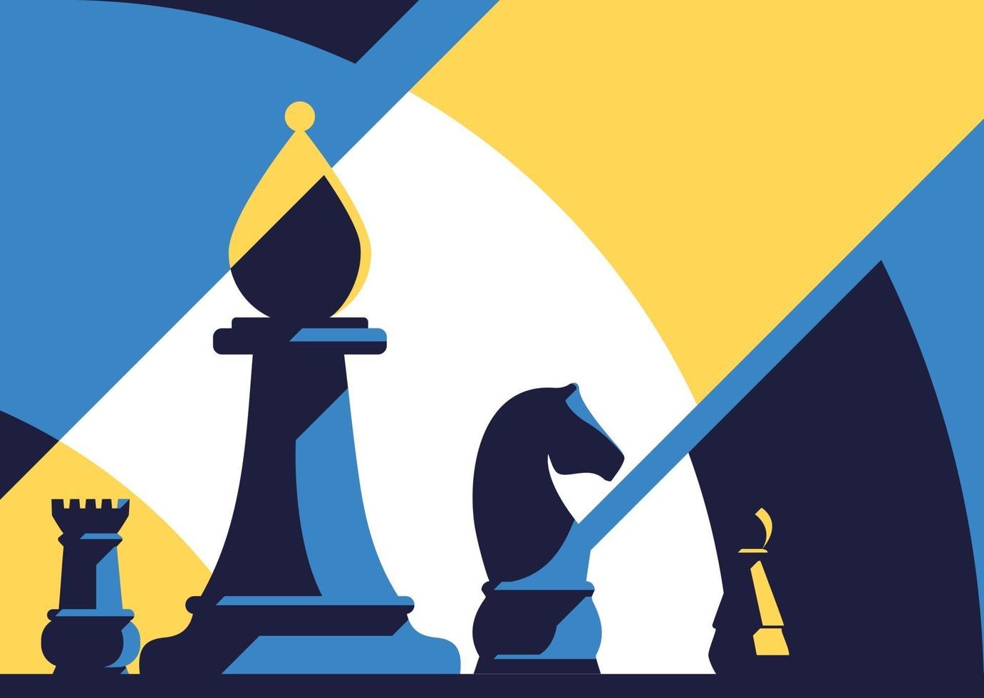 Banner template with different chess pieces. vector