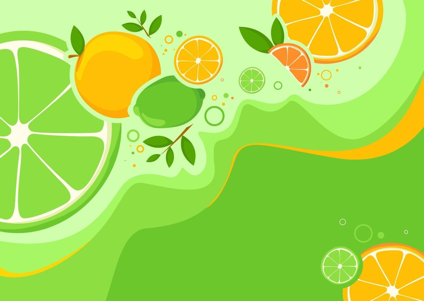 plantilla de banner con naranjas y limas. vector