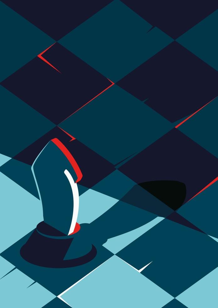 Poster template with chess board and knight. vector