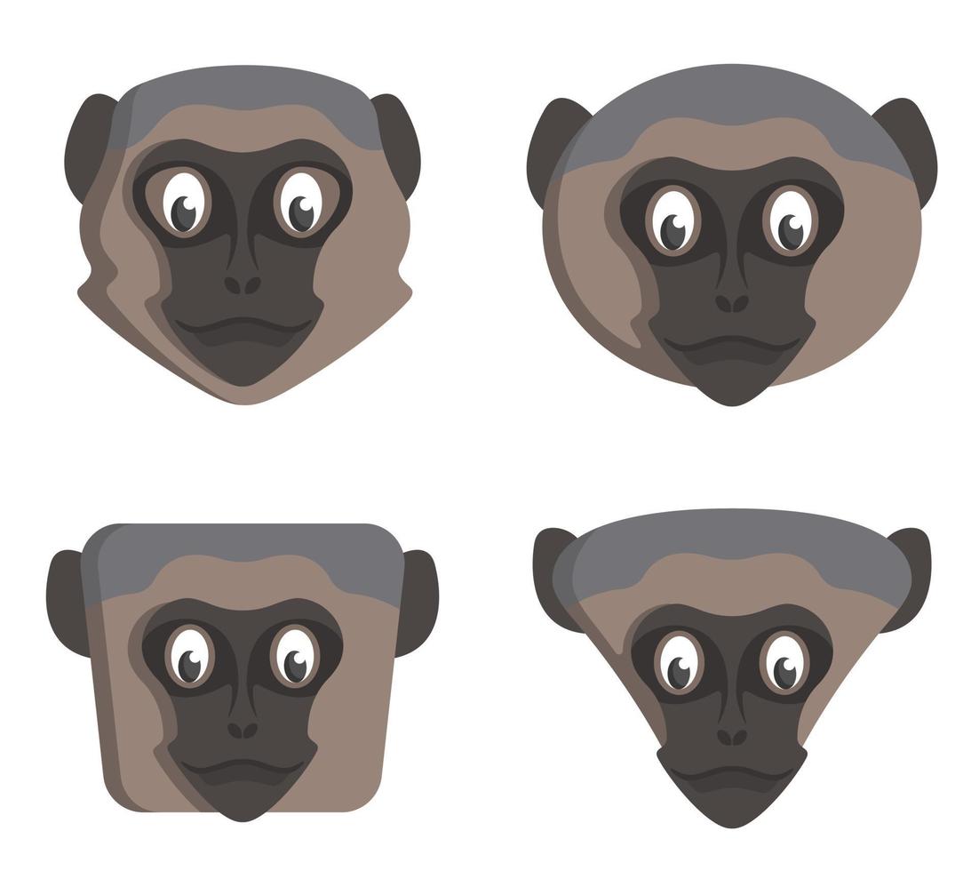 Set of cartoon vervet monkeys. vector