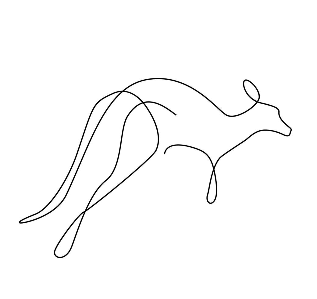 Kangaroo one line. Australian kangaroo bear outline. Continuous line. vector