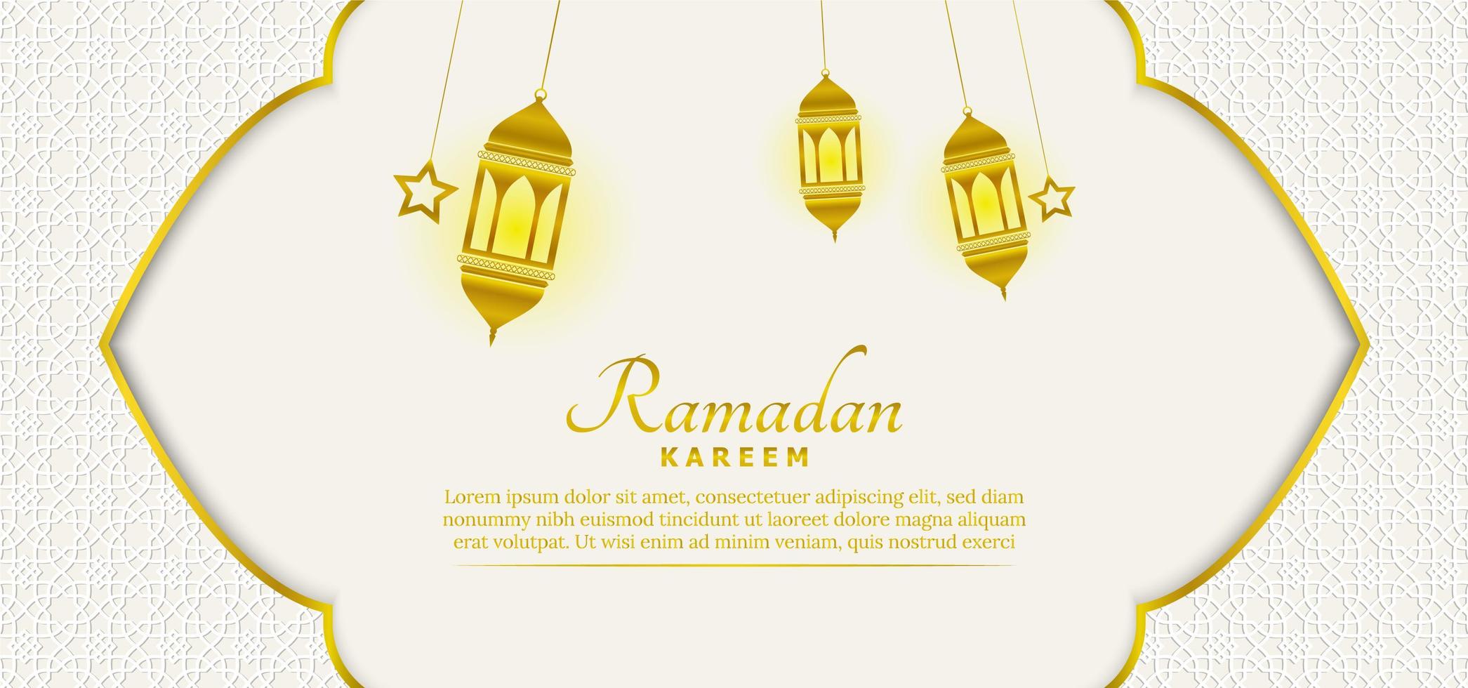 Beautiful islamic ramadan background template with white and gold color vector