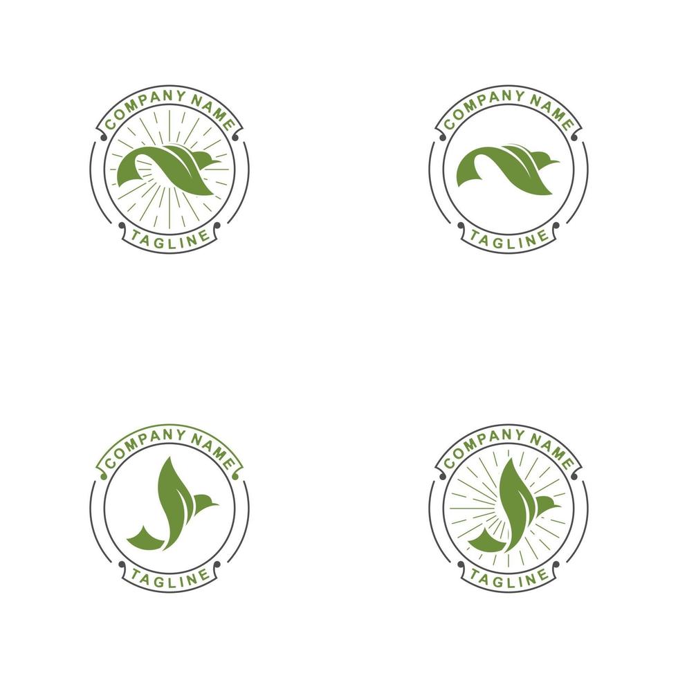 unique bird logo with wings made of leaves vector