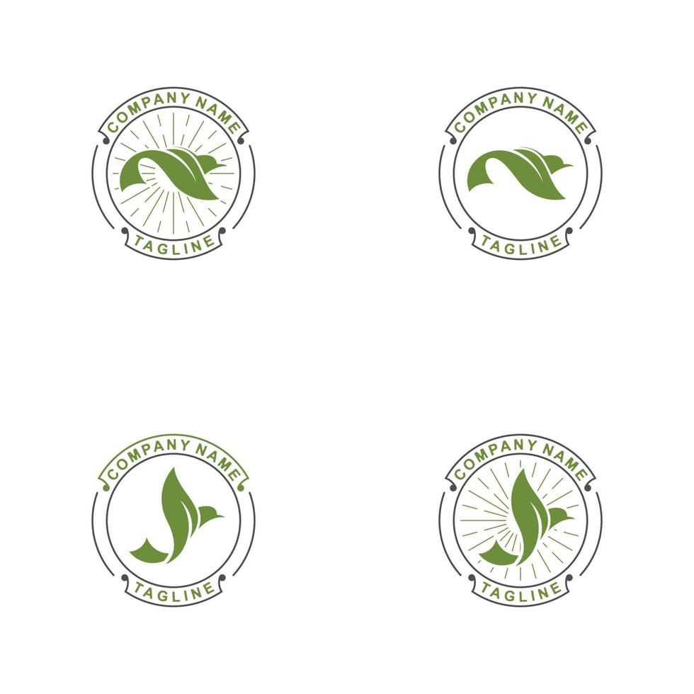 unique bird logo with wings made of leaves vector