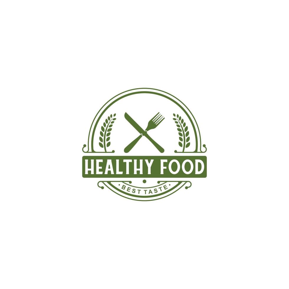 healty food logo in white background vector