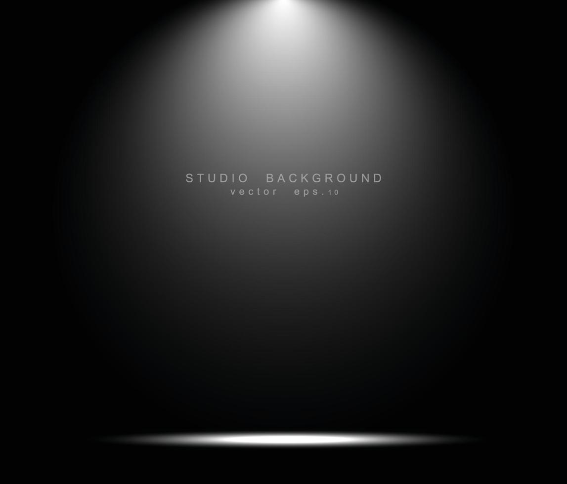 Empty black gradient studio room background. backdrop light interior with copyspace for your creative project, Vector illustration EPS 10