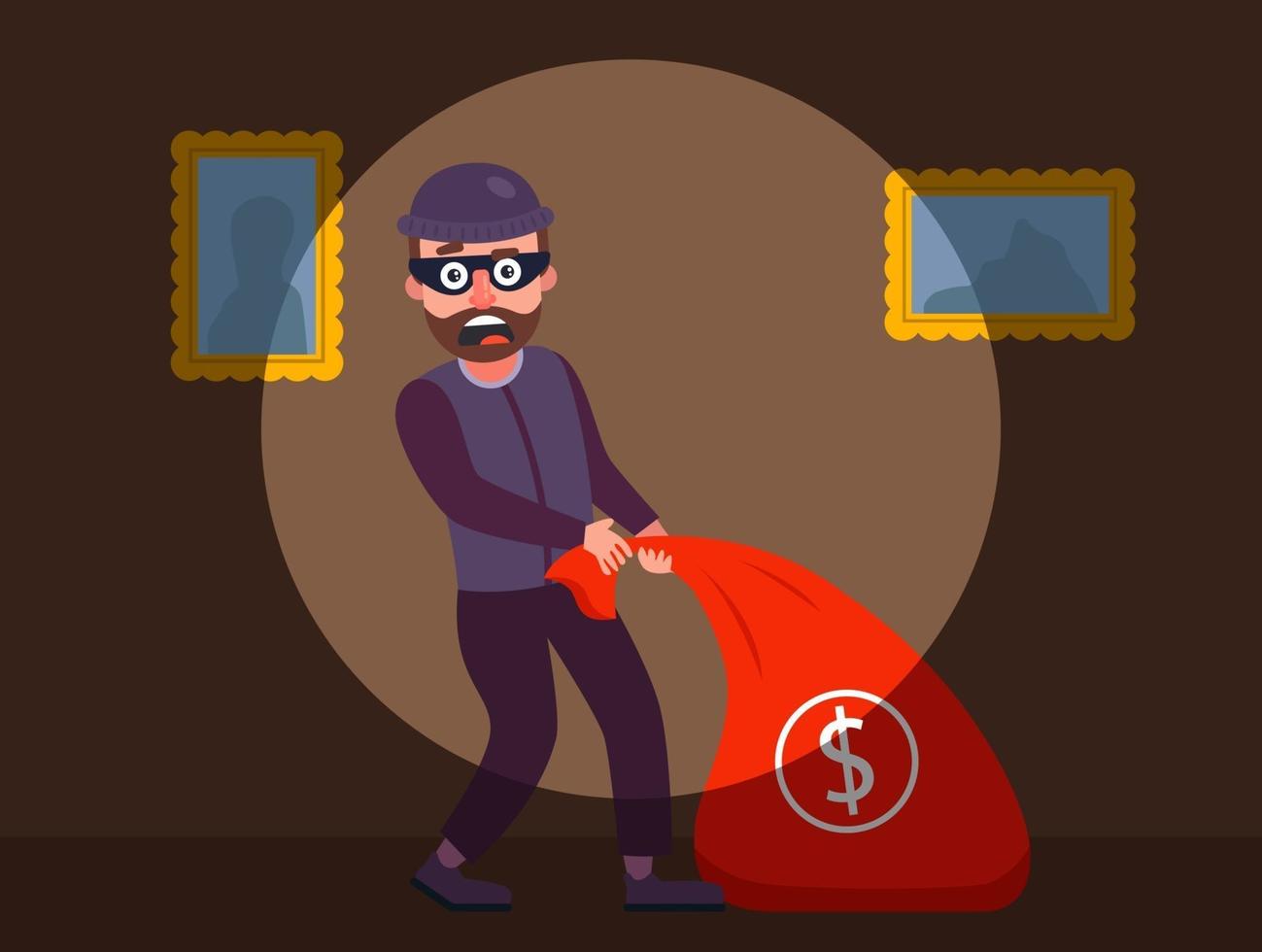 The robber was caught redhanded. The guards detained the burglar of the apartment. Robbery of a