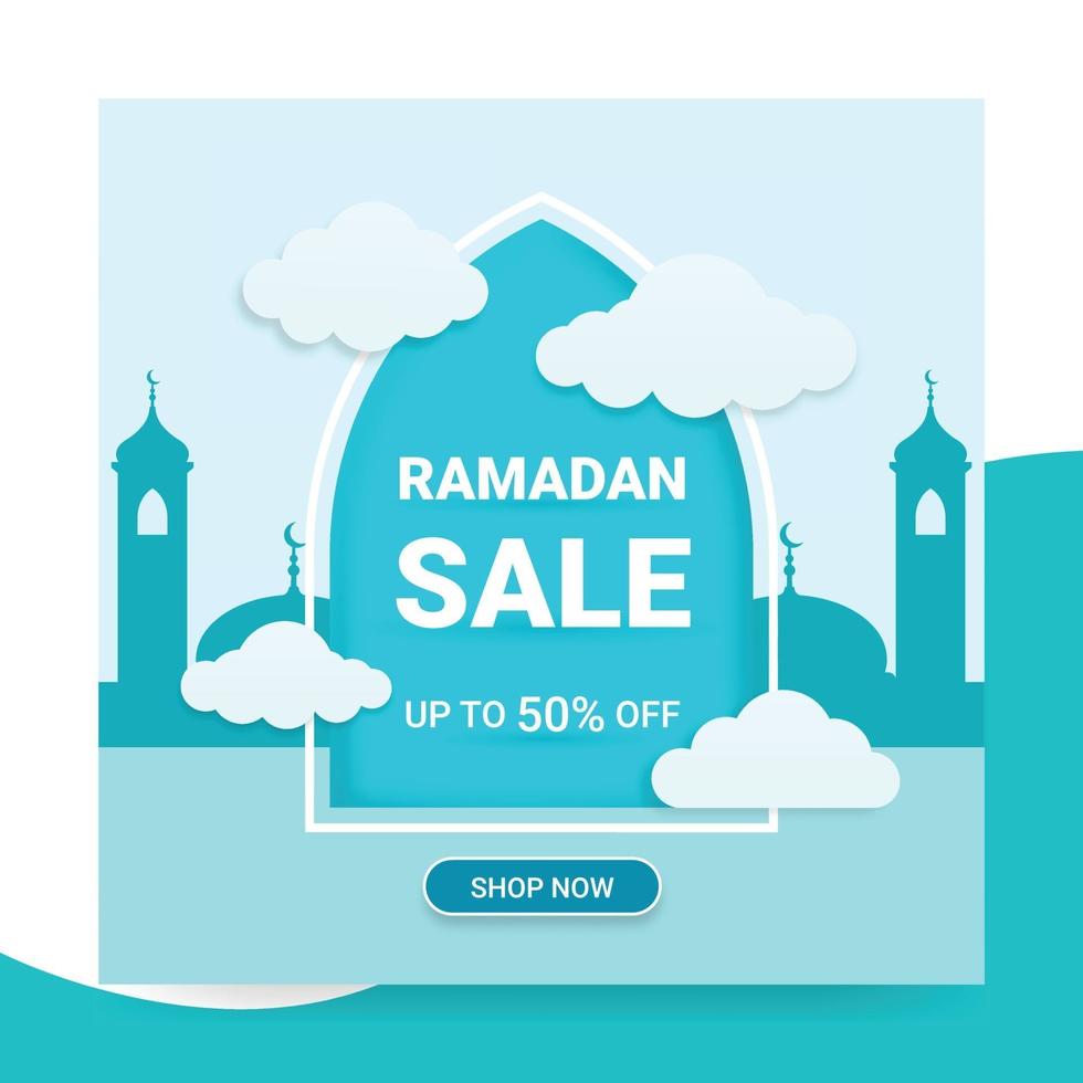 Banner de venta de ramadán 3d, plantilla de redes sociales de ramadán vector