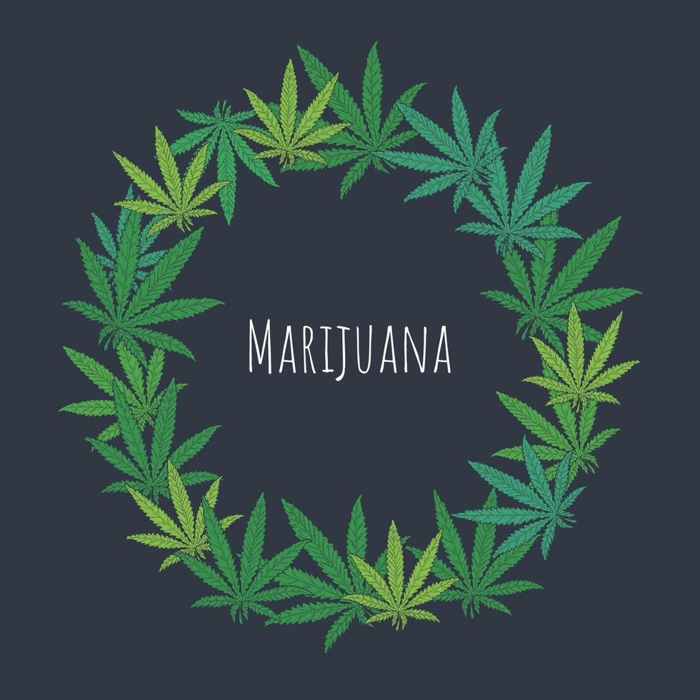 Marijuana frame in the shape of a circle vector