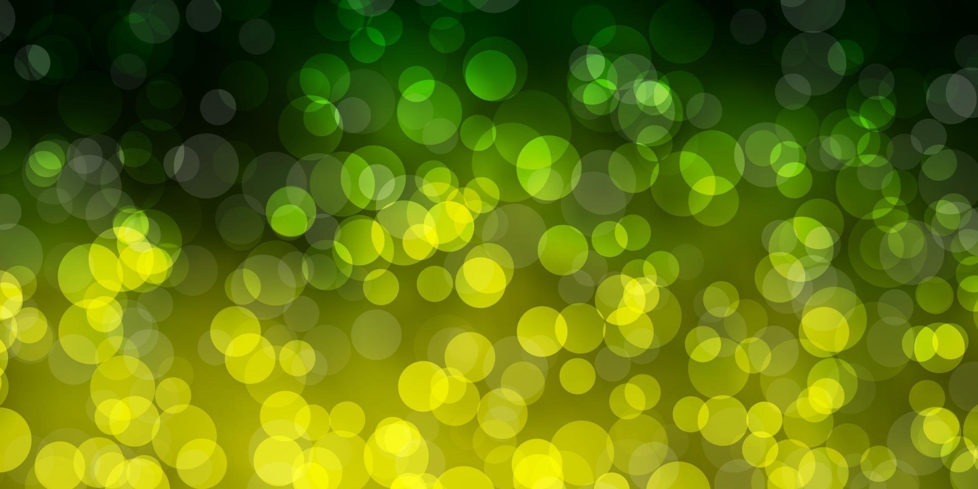 textura de vector verde claro, amarillo con discos.