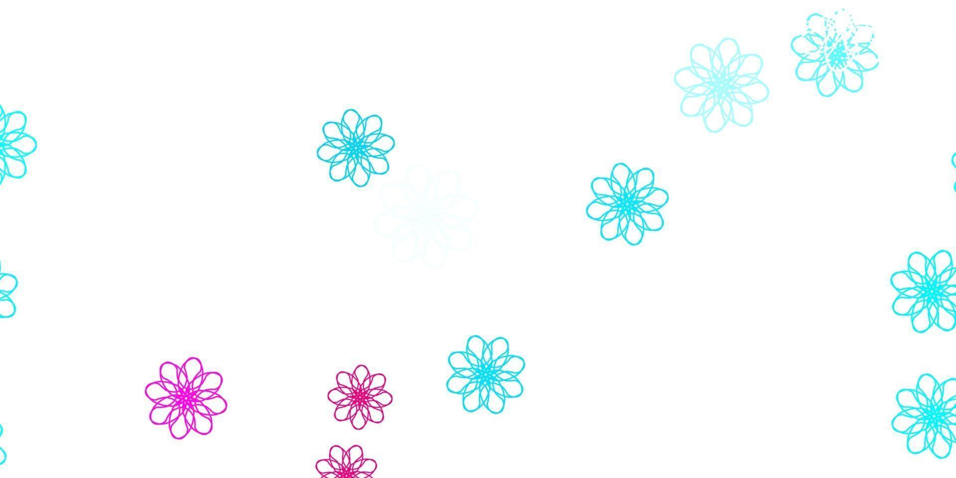 Light Blue, Red vector doodle template with flowers.