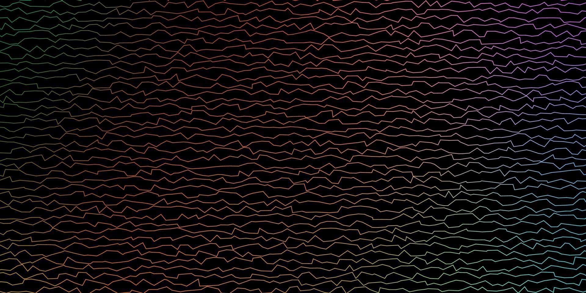 Fondo de vector multicolor oscuro con líneas dobladas.