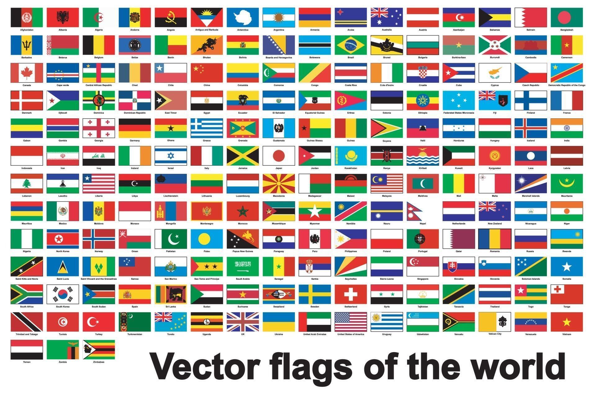 flags of the world Isolate On White Background,Vector Illustration EPS