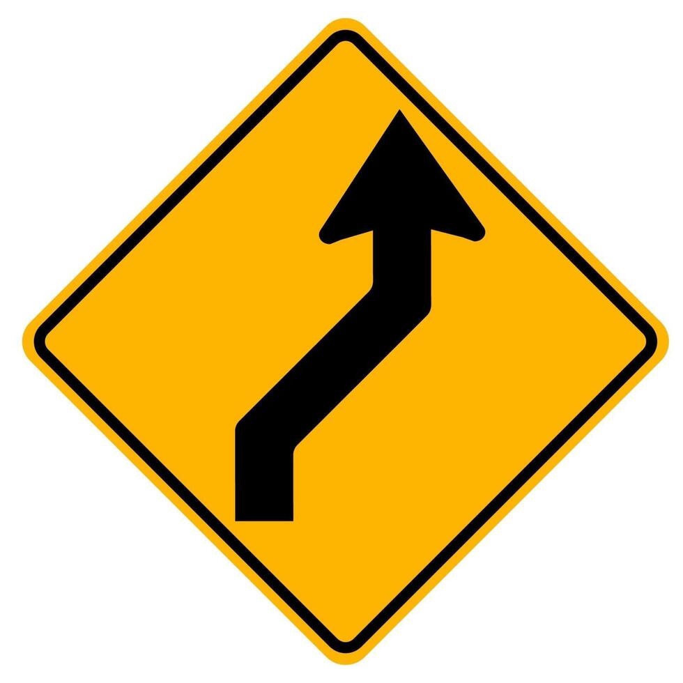 Warning signs Double curve, first to right on white background vector