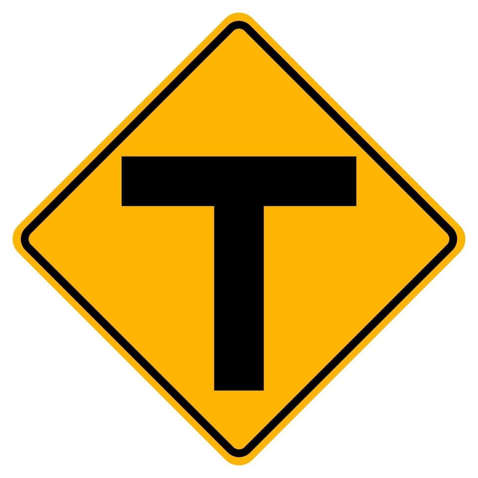 Warning signs T-junction on white background vector